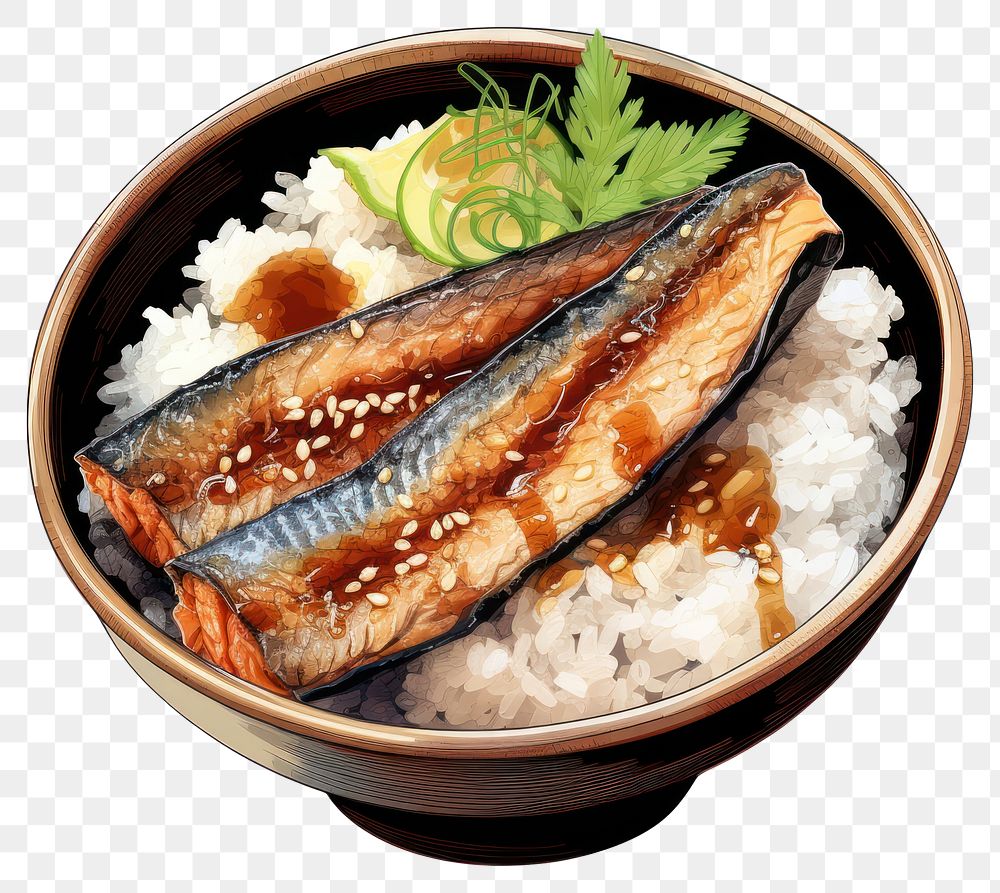 PNG Grilled Eel Rice Bowl rice bowl food. AI generated Image by rawpixel.