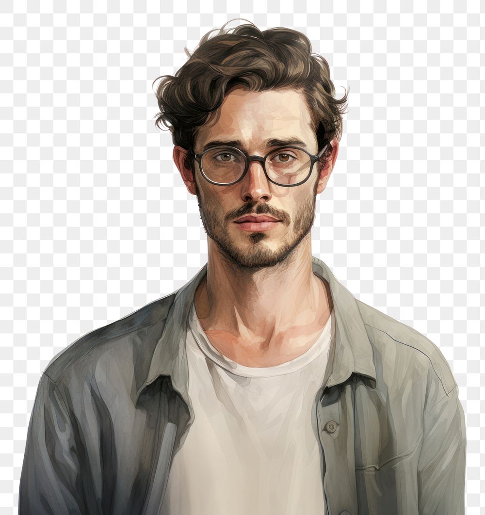 PNG Adult portrait glasses male transparent background