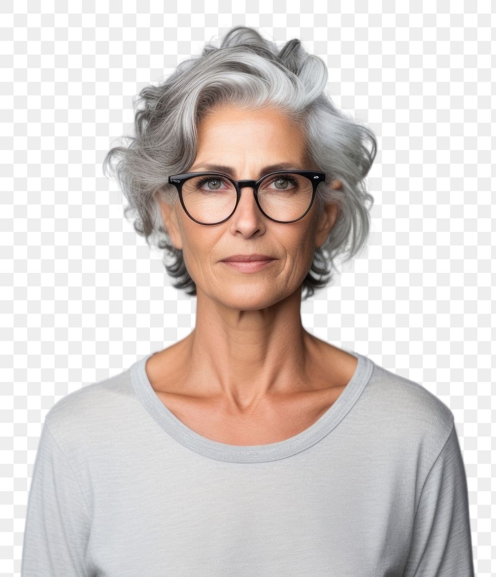 PNG Adult portrait glasses female transparent background
