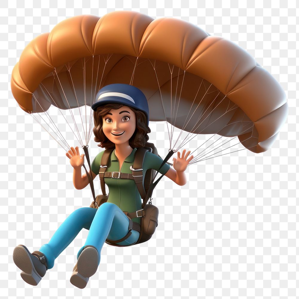 PNG Parachuting parachute white background exhilaration. AI generated Image by rawpixel.