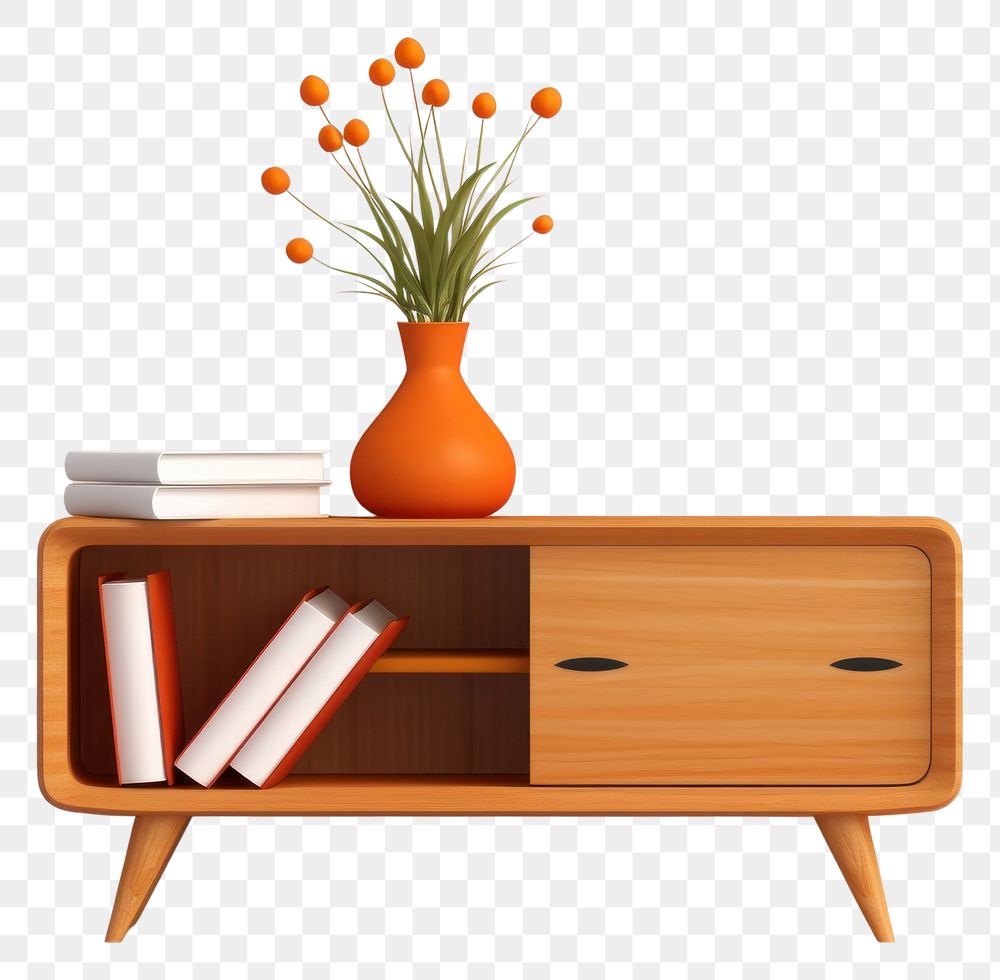 PNG Sideboard table vase wood. AI generated Image by rawpixel.
