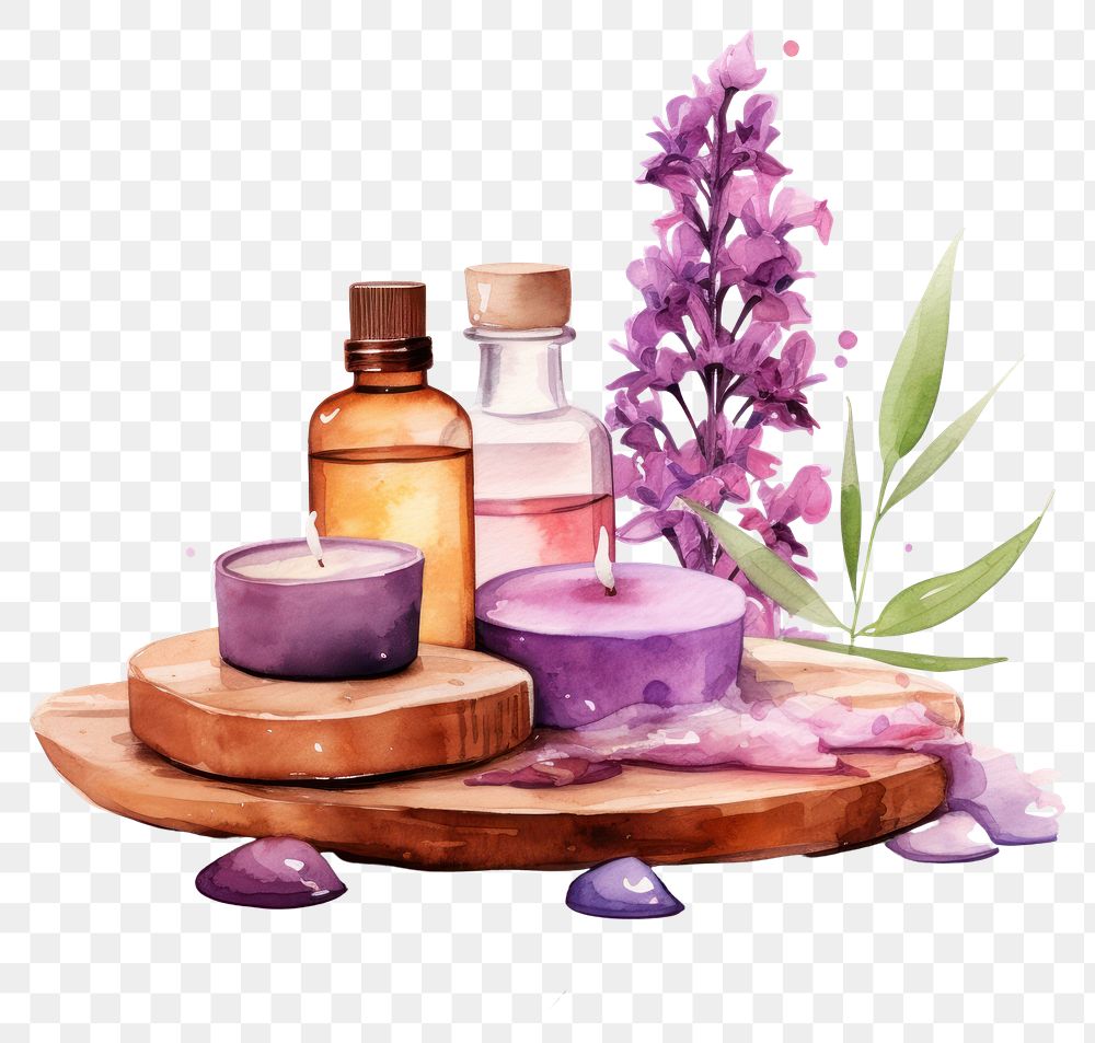 PNG Lavender therapy bottle flower. AI generated Image by rawpixel.
