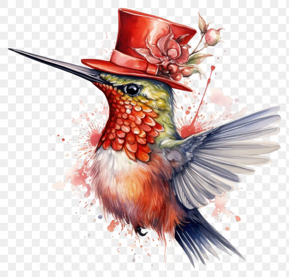 PNG Hummingbird animal creativity headwear. AI generated Image by rawpixel.