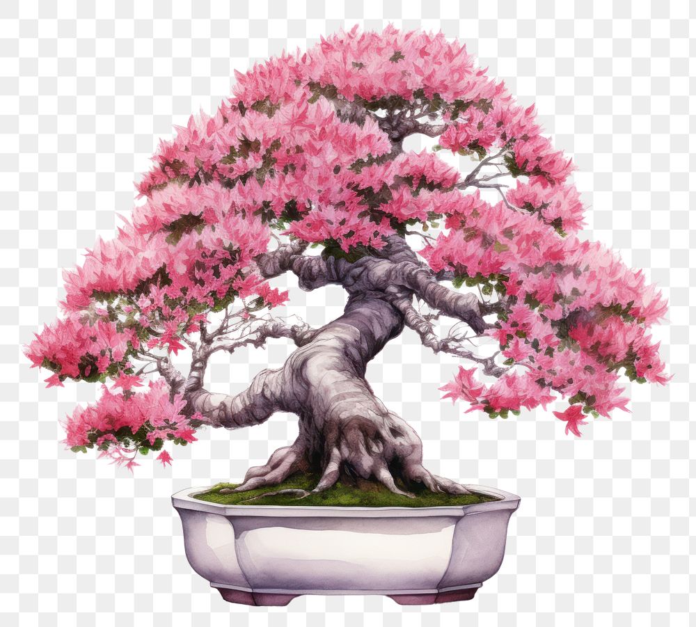 PNG Bonsai flower plant tree. AI generated Image by rawpixel.