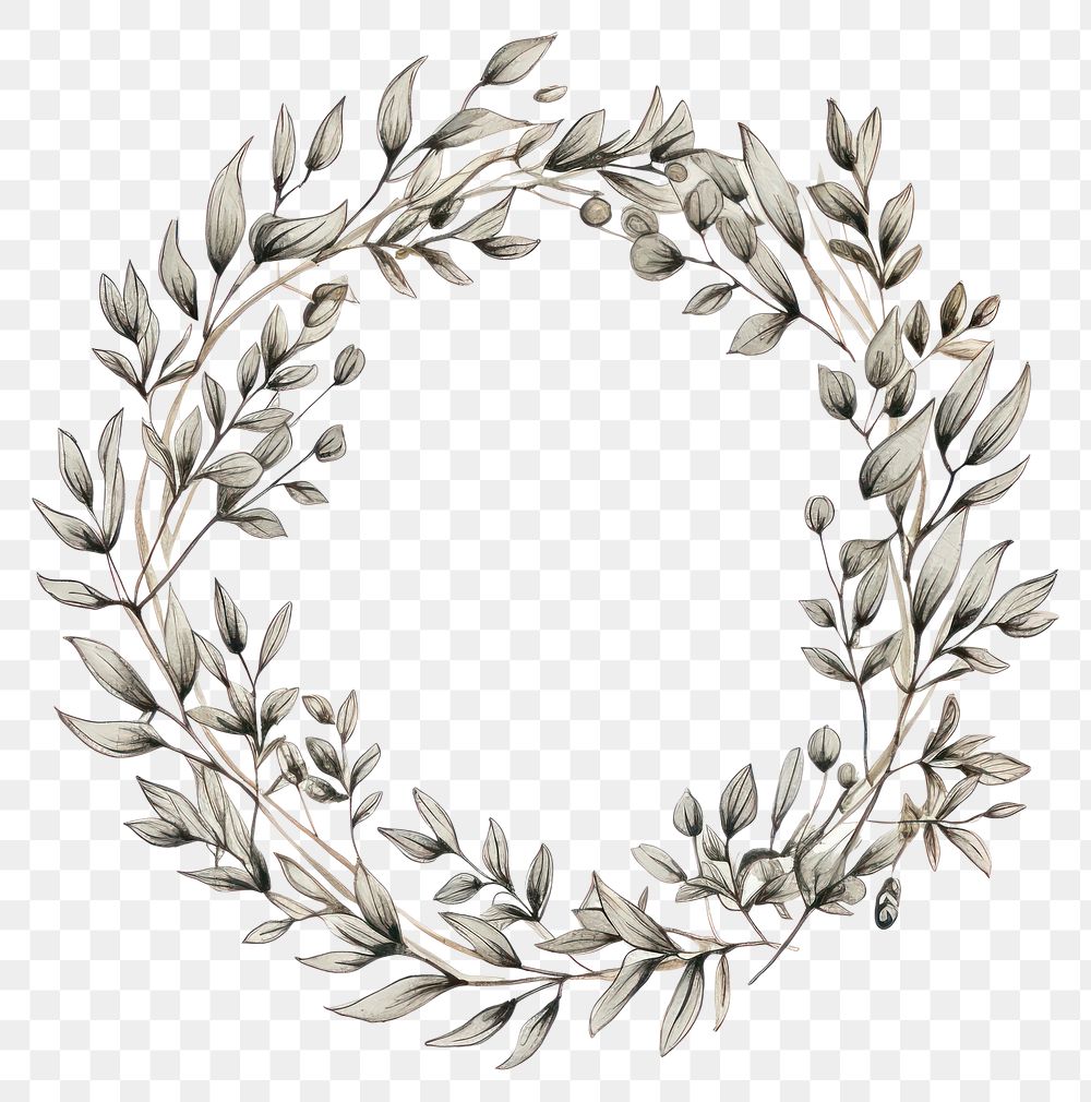 PNG Wreath pattern drawing white background. AI generated Image by rawpixel.