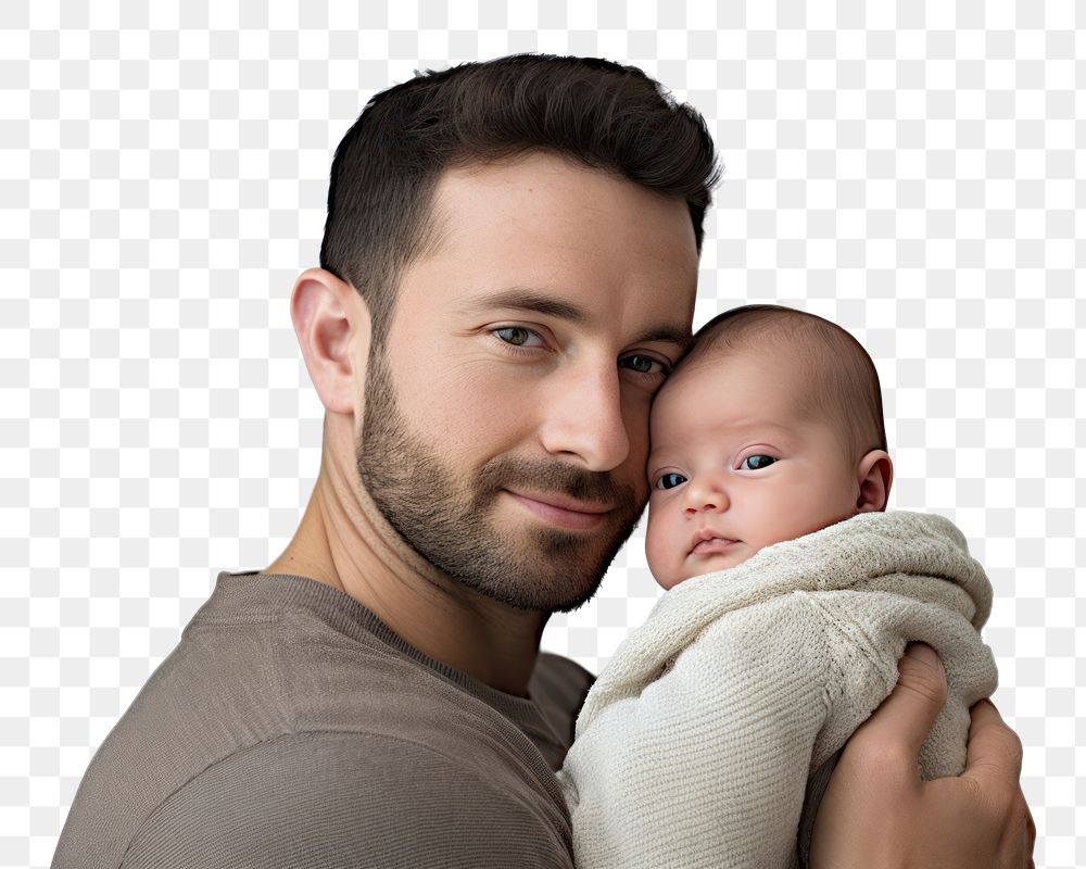 PNG Baby portrait newborn father. AI generated Image by rawpixel.