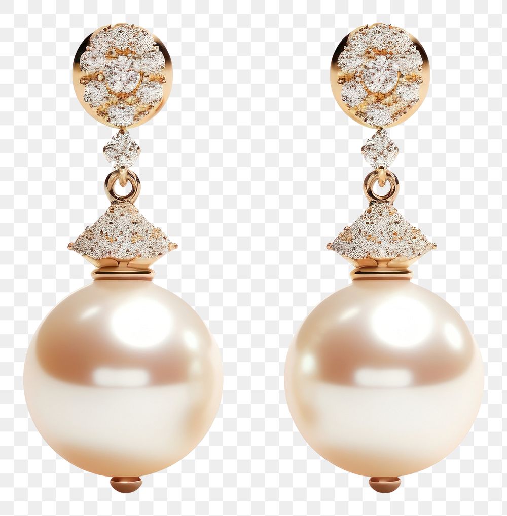 PNG Earring pearl jewelry white. AI generated Image by rawpixel.