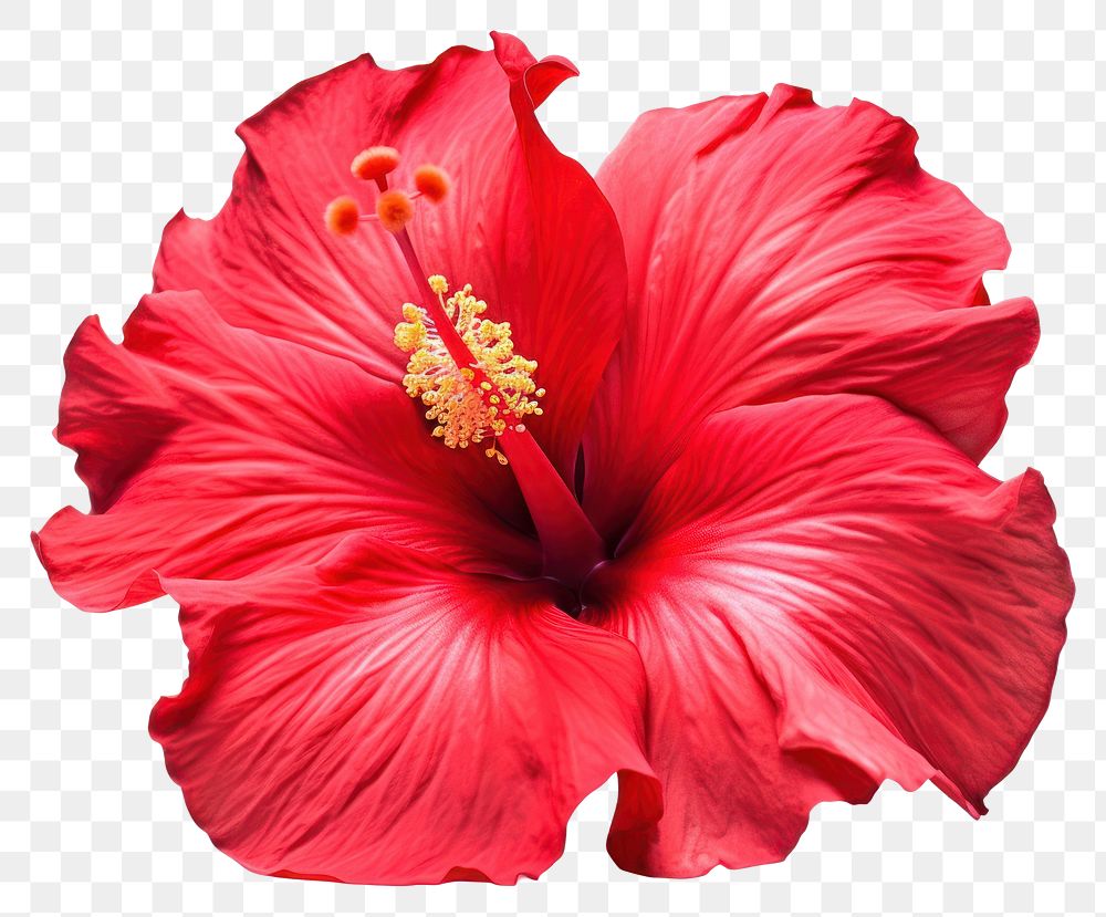 PNG Tropical Hibiscus flower hibiscus plant white background. AI generated Image by rawpixel.