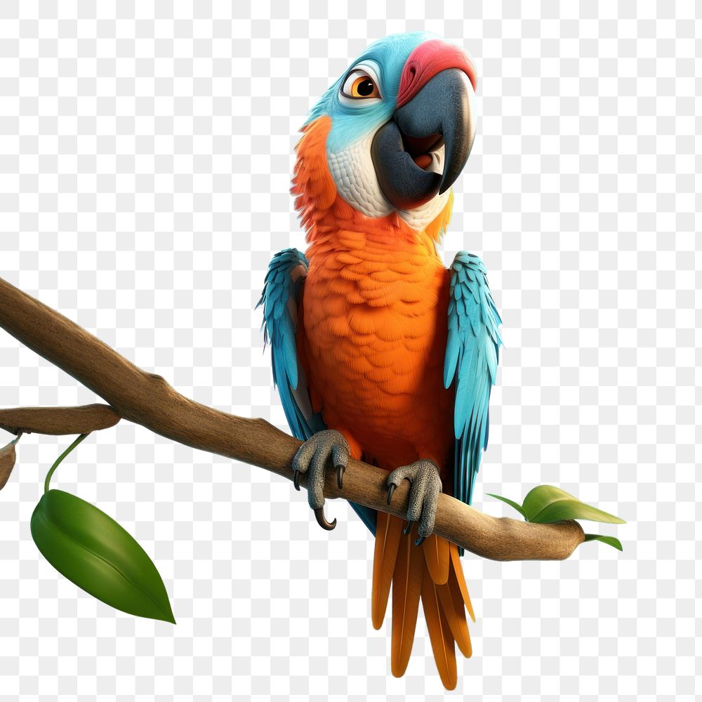 PNG Parrot animal branch bird. AI generated Image by rawpixel.