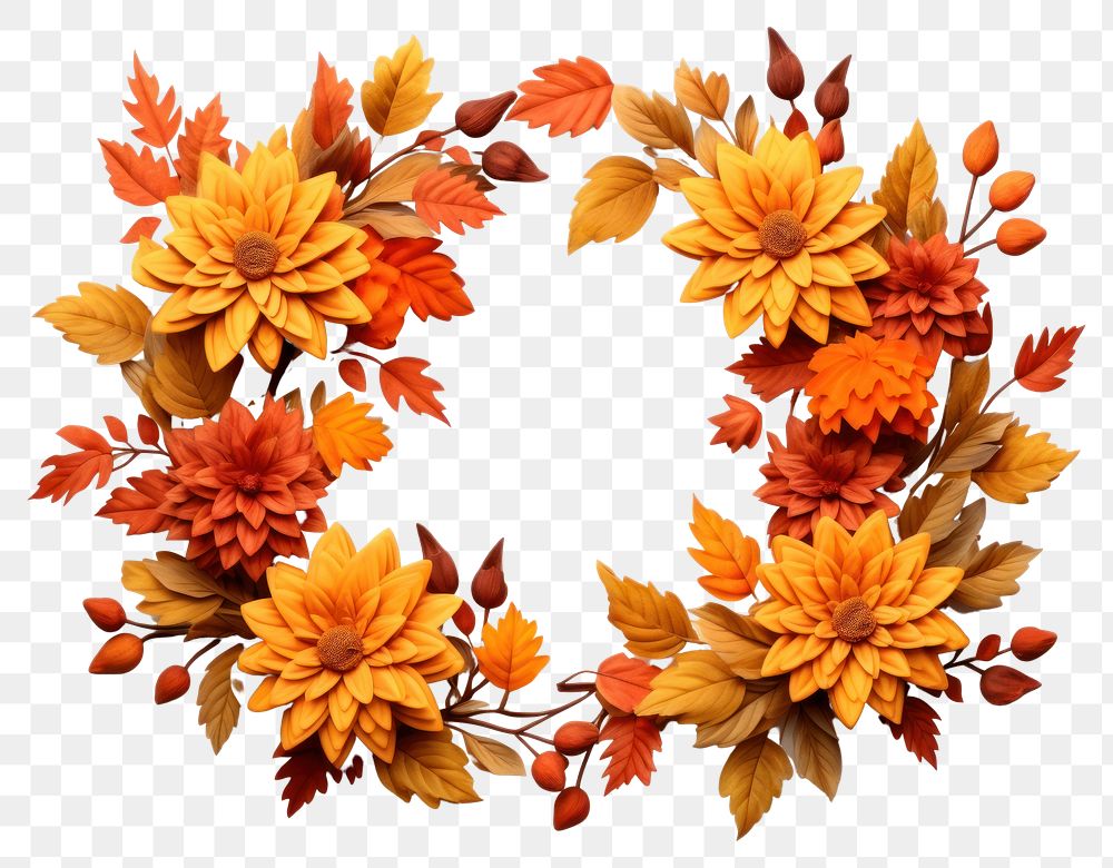 PNG Wreath autumn flower plant. AI generated Image by rawpixel.