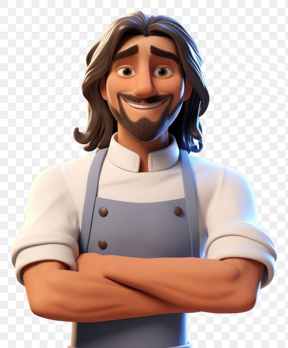 PNG Cartoon adult chef white background. AI generated Image by rawpixel.