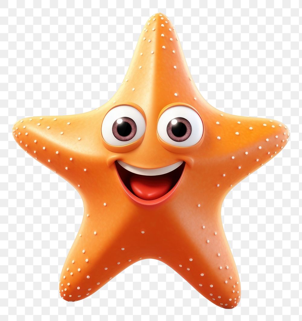 PNG  Starfish cartoon white background anthropomorphic. AI generated Image by rawpixel.