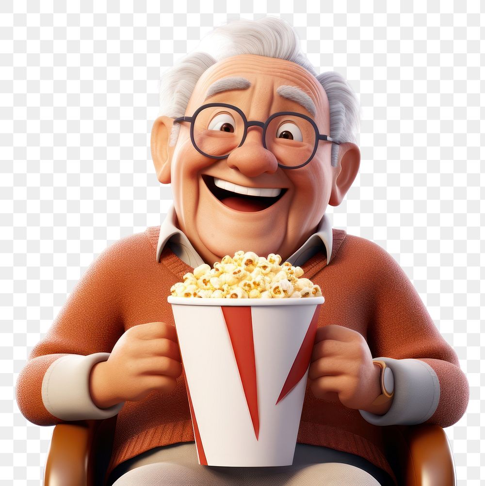 PNG Popcorn cartoon snack white background. AI generated Image by rawpixel.