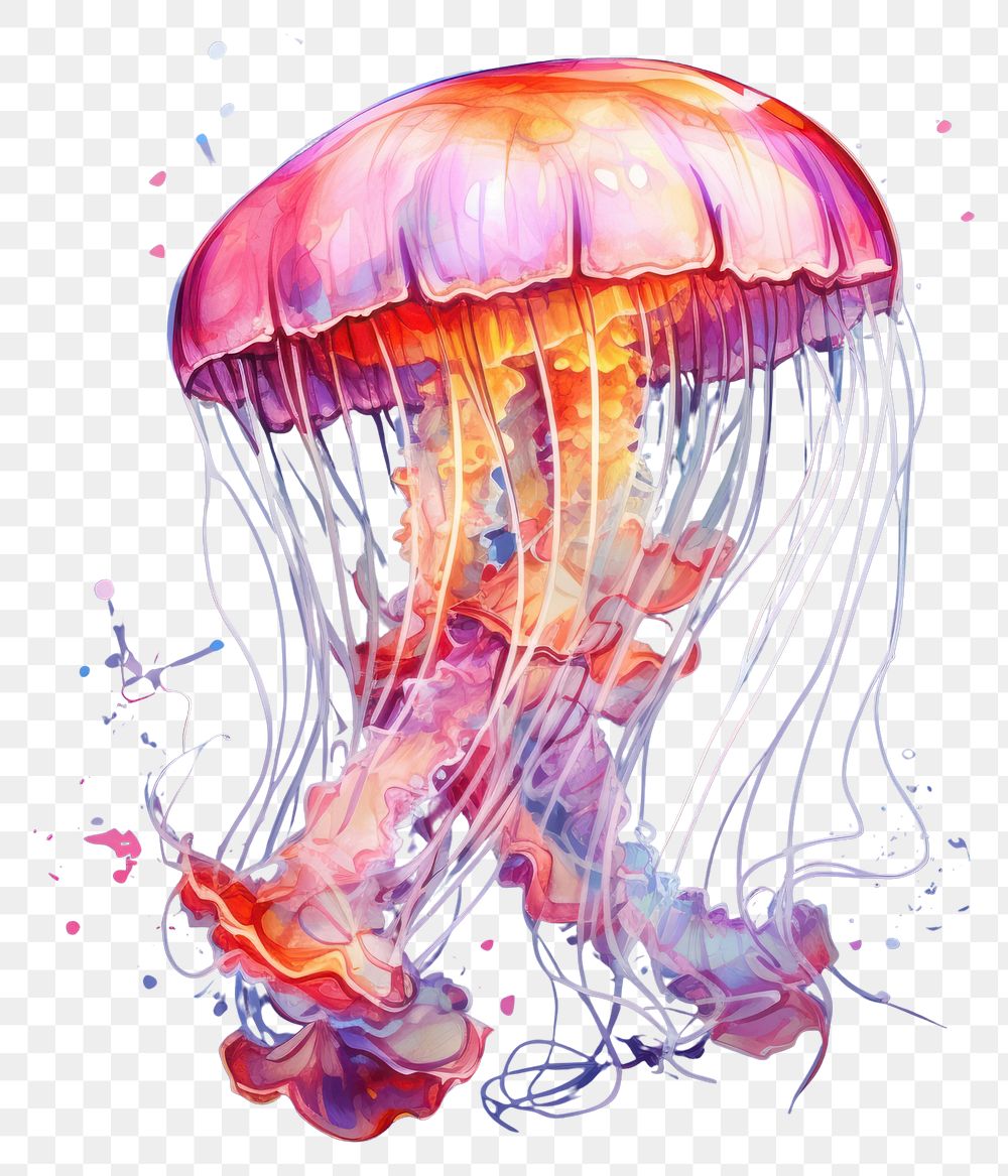 PNG Transparent jellyfish invertebrate underwater. AI generated Image by rawpixel.