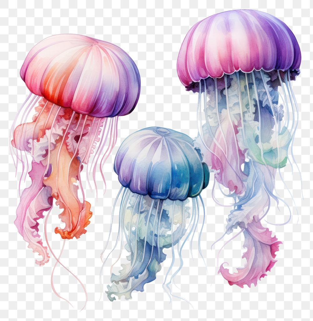 PNG Transparent jellyfish invertebrate translucent. AI generated Image by rawpixel.