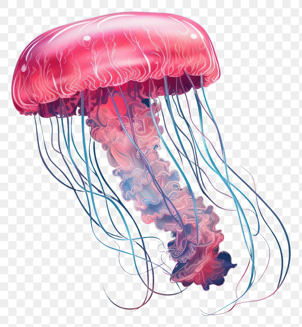 PNG Transparent jellyfish animal invertebrate. AI generated Image by rawpixel.