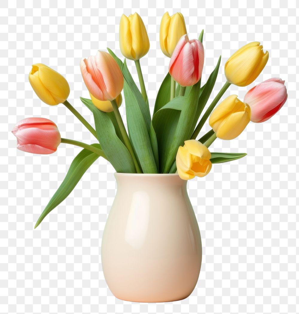 PNG Tulip vase flower plant transparent background