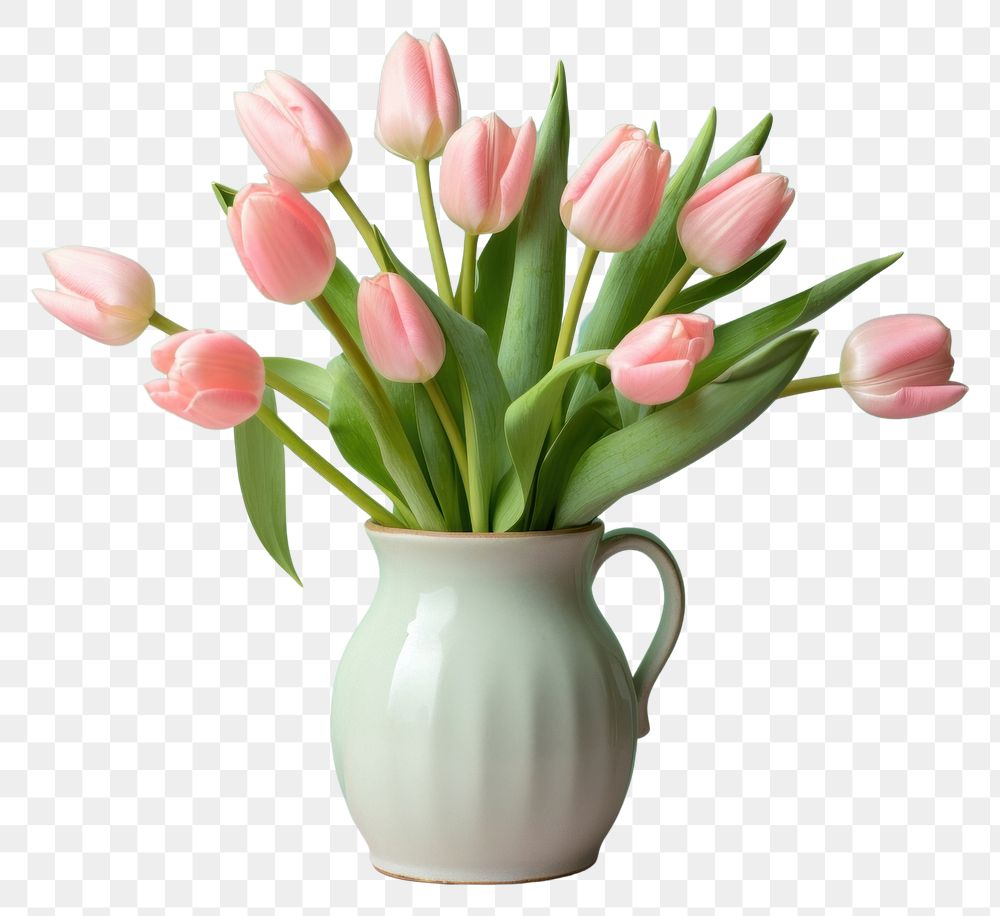 PNG Tulip vase flower plant transparent background