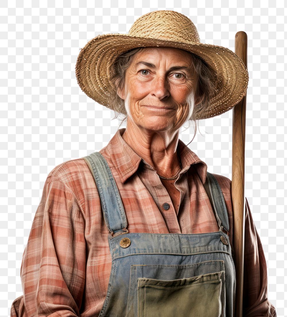 PNG Farmer female adult white background. AI generated Image by rawpixel.