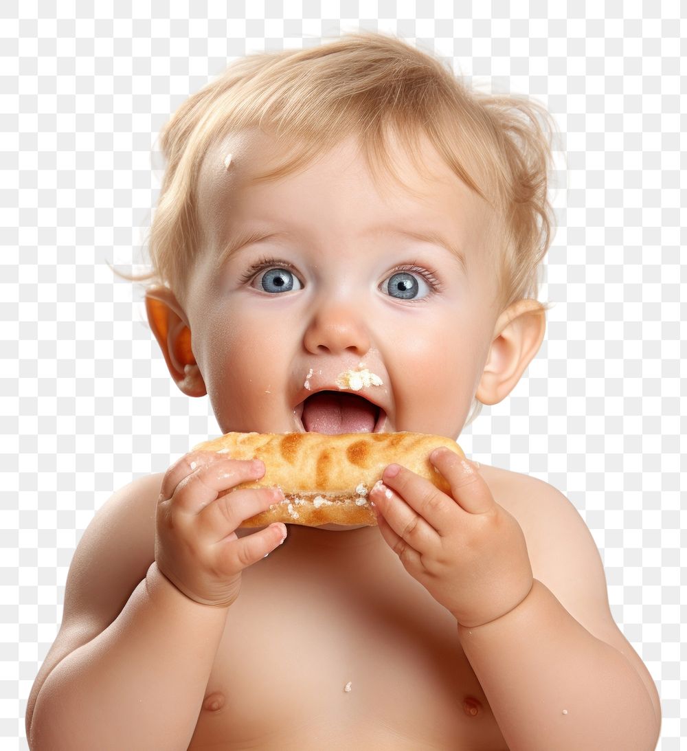 PNG Eating baby biting food. 