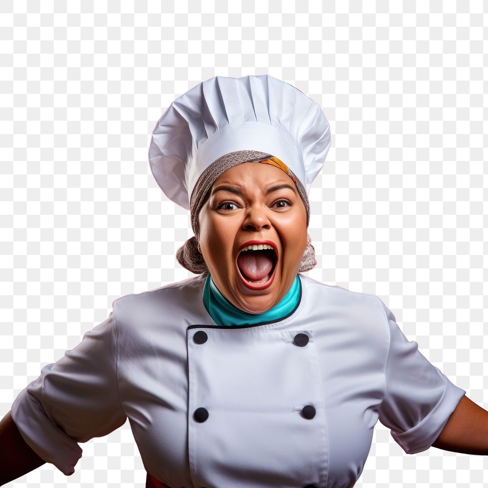 PNG Shouting chef head happiness. 