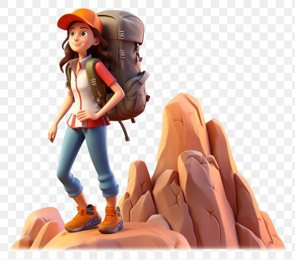 PNG Backpack cartoon white background adventure. 