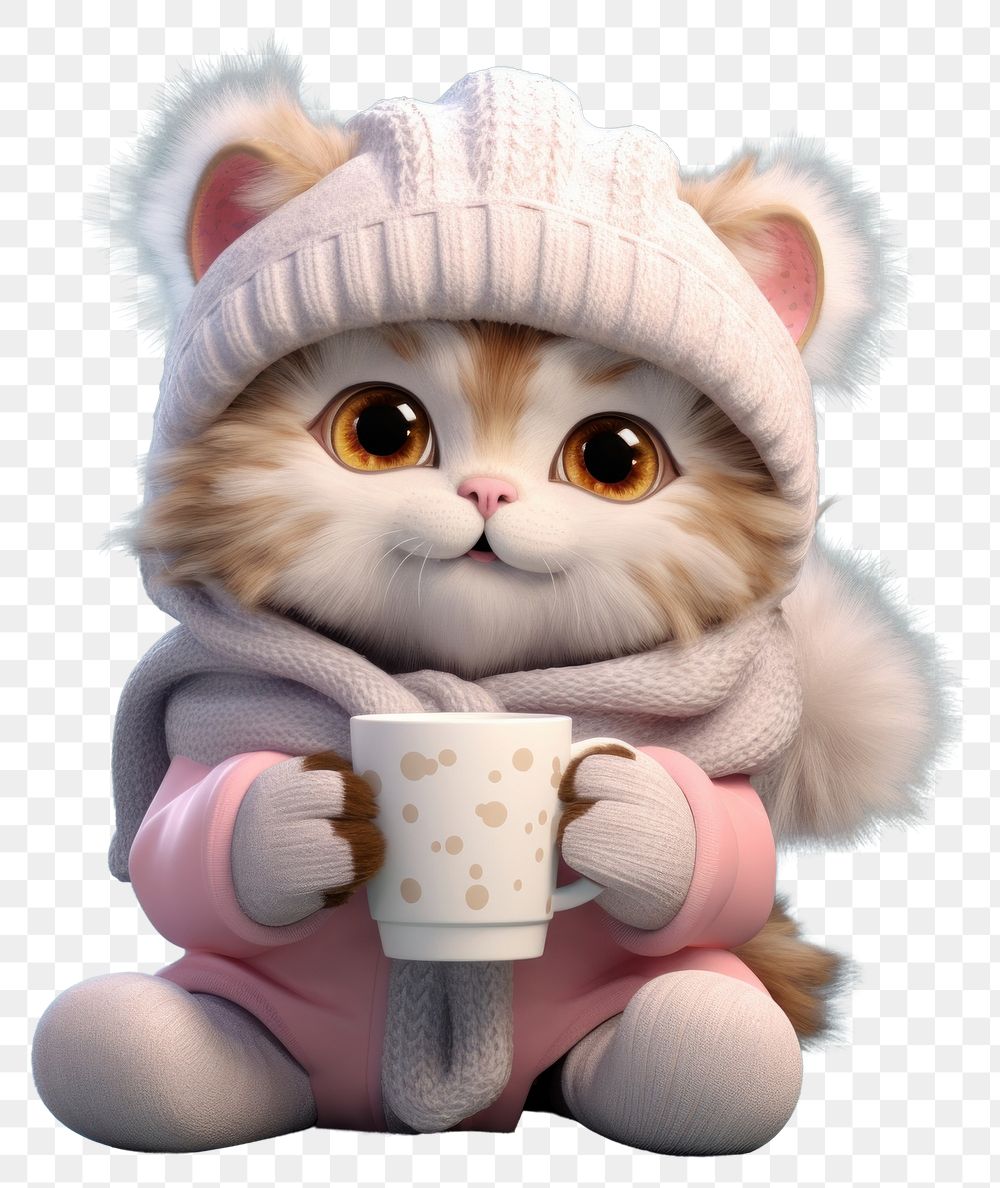PNG Mammal kitten cute cup. AI generated Image by rawpixel.