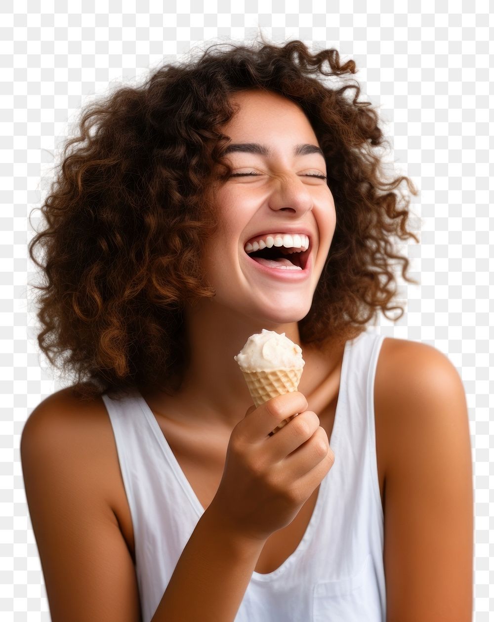PNG  Laughing eating adult women. AI generated Image by rawpixel.