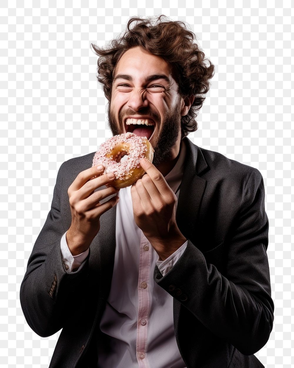 PNG  Donut biting eating adult. AI generated Image by rawpixel.