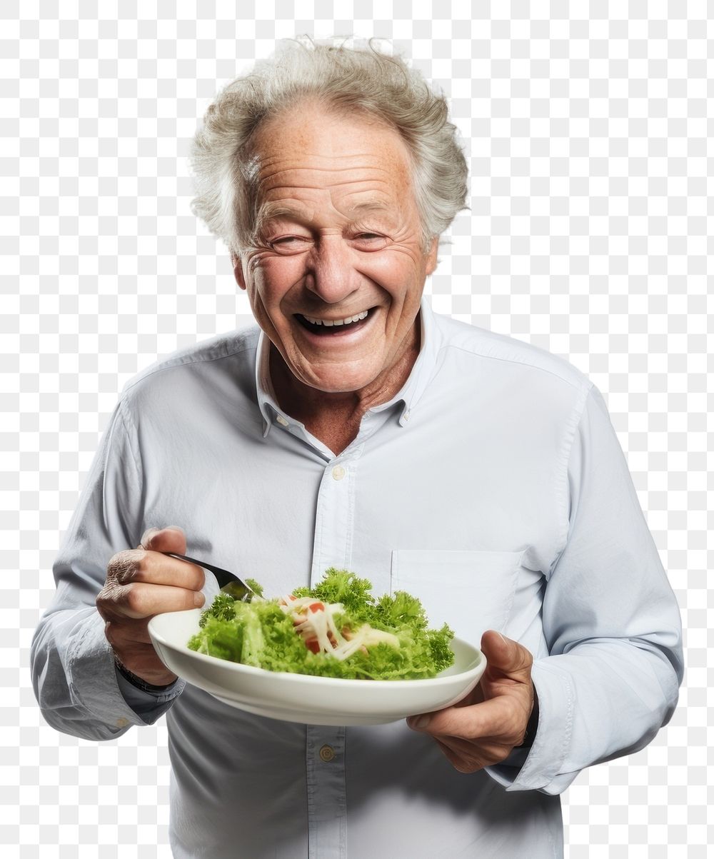 PNG  Salad eating adult food. AI generated Image by rawpixel.