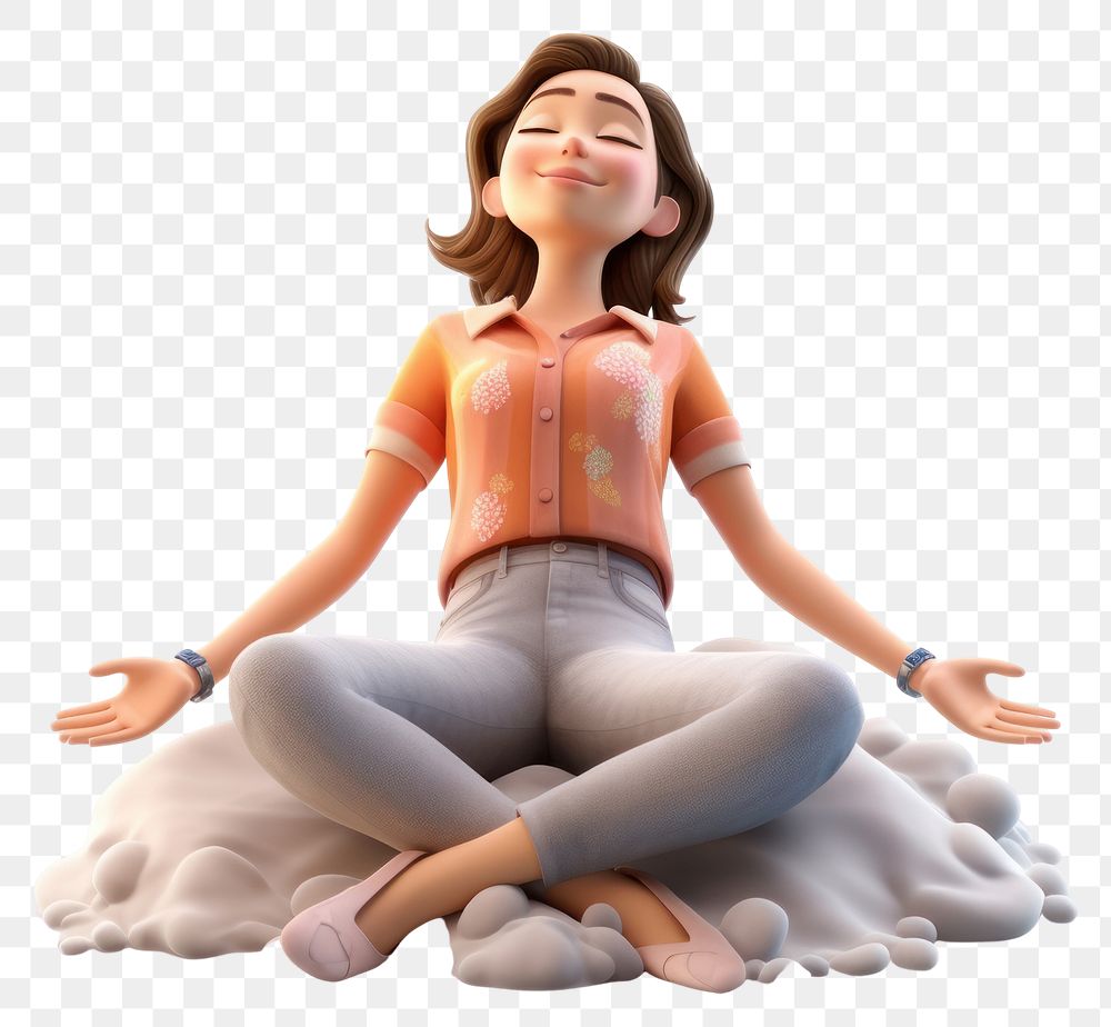 PNG Happy calm lady figurine cartoon adult. AI generated Image by rawpixel.