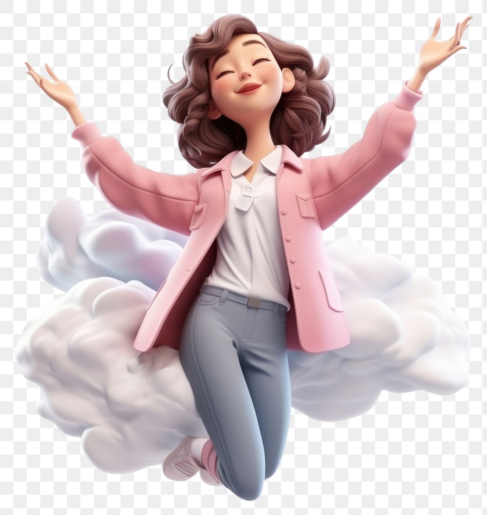 PNG Happy calm lady cartoon adult joy. AI generated Image by rawpixel.