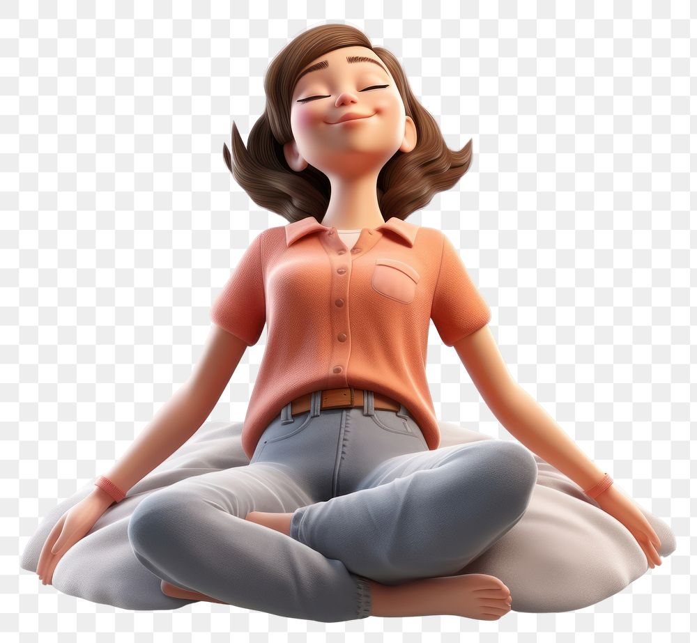 PNG Happy calm lady figurine cartoon adult. AI generated Image by rawpixel.