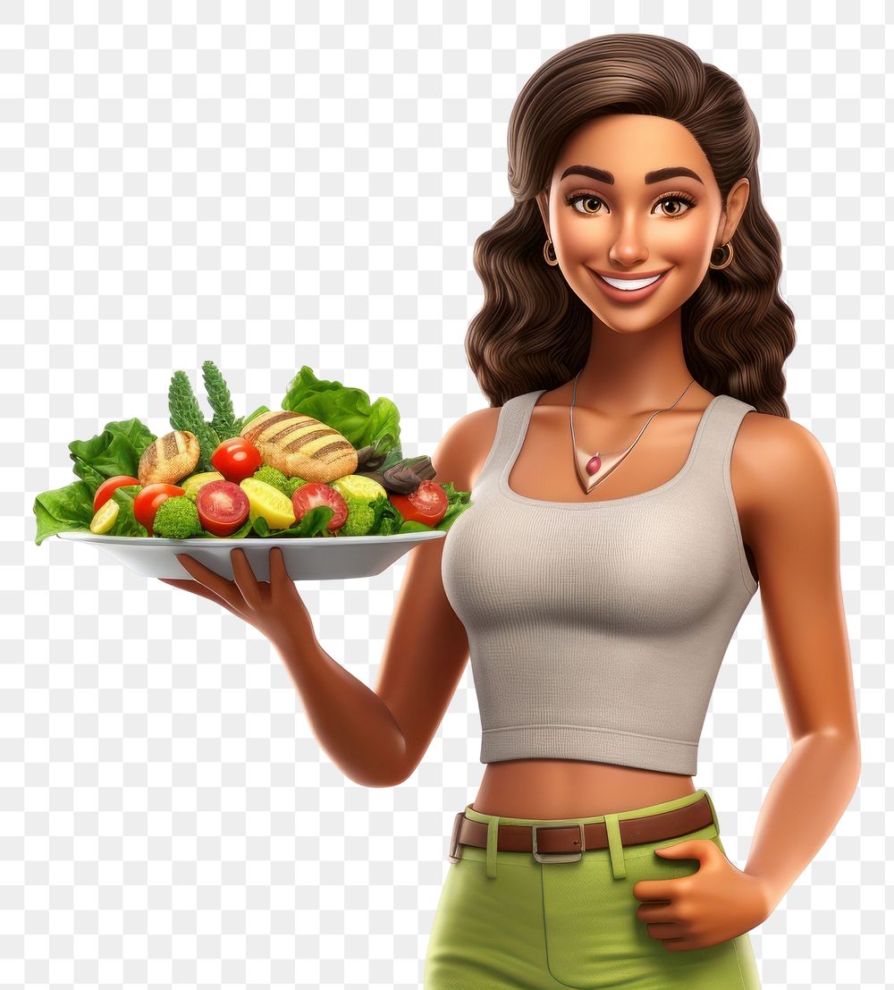 PNG Vegetable holding cartoon adult. AI generated Image by rawpixel.