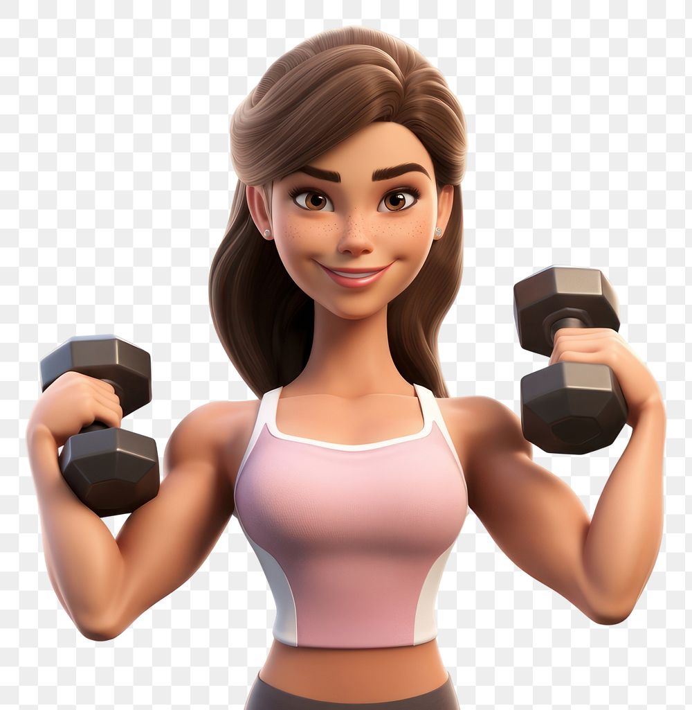 PNG Woman holding dumbbell cartoon sports adult. AI generated Image by rawpixel.