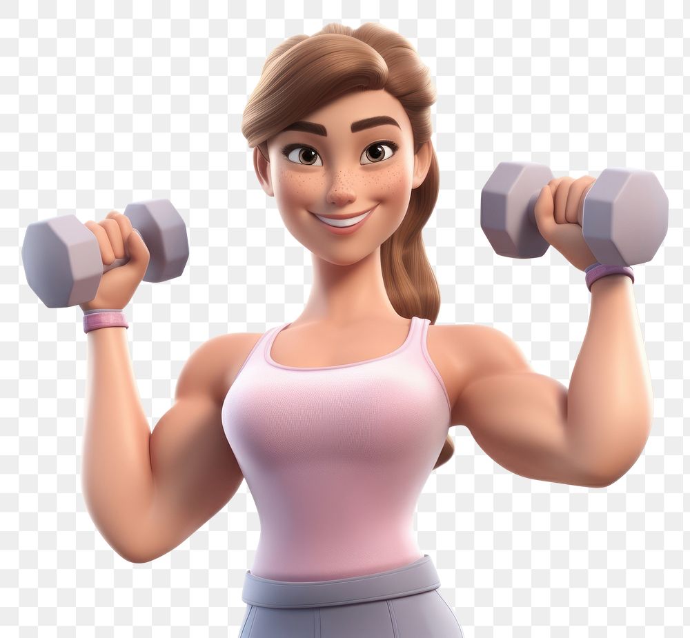 PNG Woman holding dumbbell cartoon sports adult. AI generated Image by rawpixel.