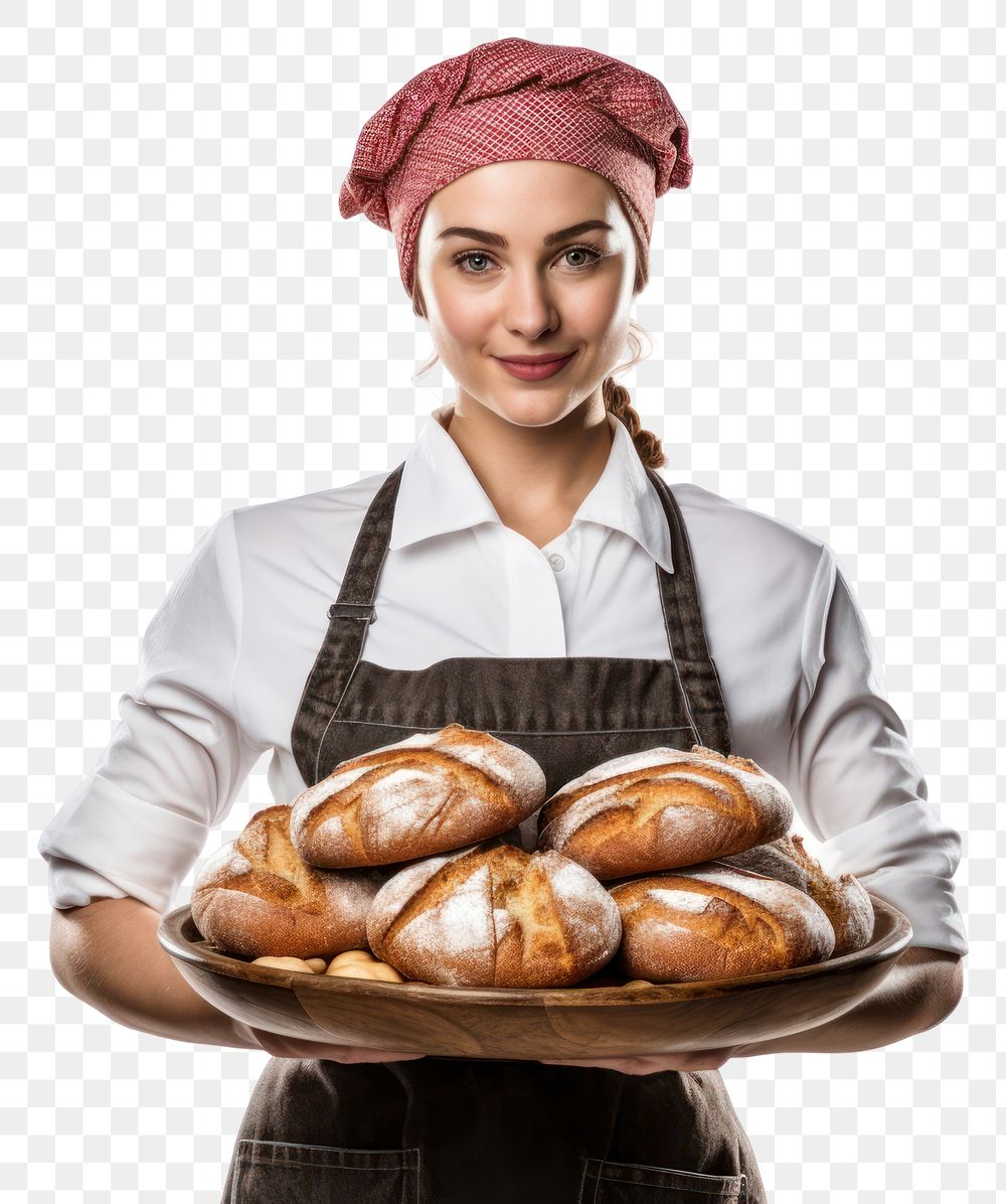PNG Bread baker adult food. AI generated Image by rawpixel.