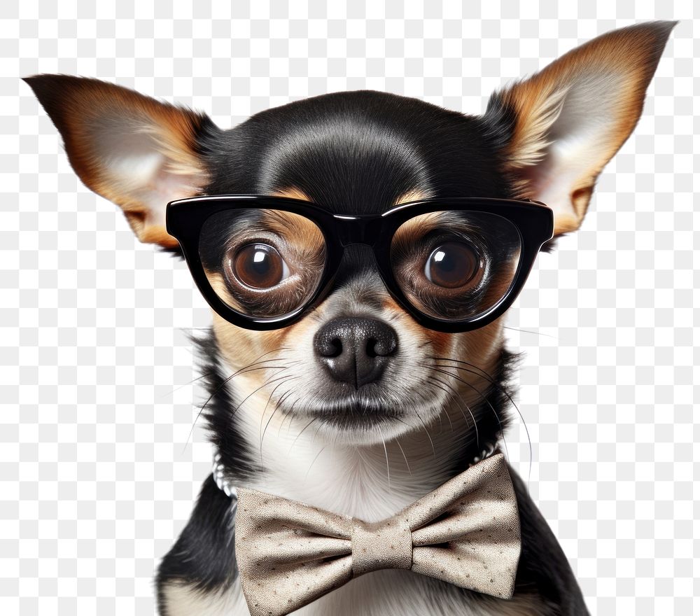PNG Chihuahua dog glasses mammal. AI generated Image by rawpixel.