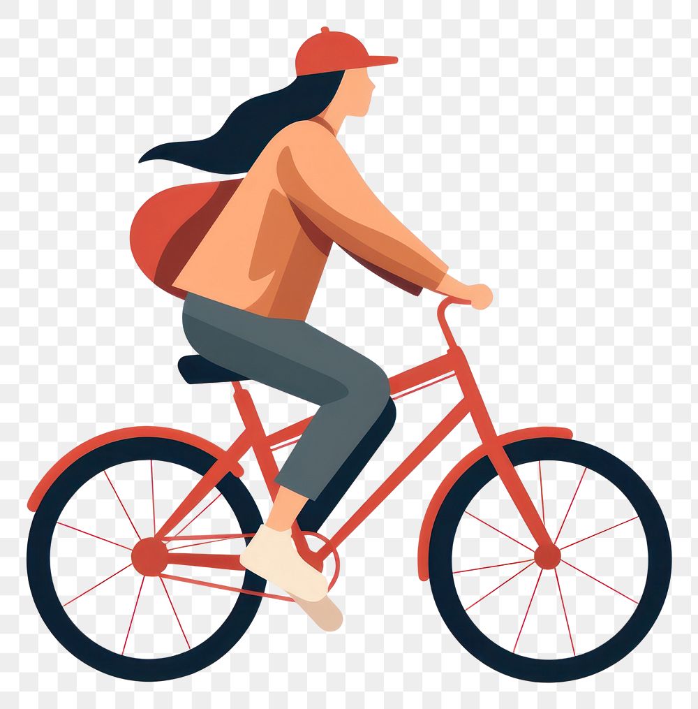 PNG Woman riding bike bicycle vehicle cycling. AI generated Image by rawpixel.