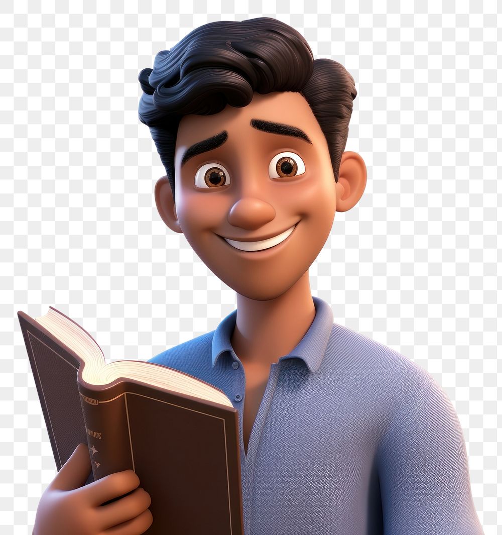 PNG Cartoon smiling reading adult. AI generated Image by rawpixel.