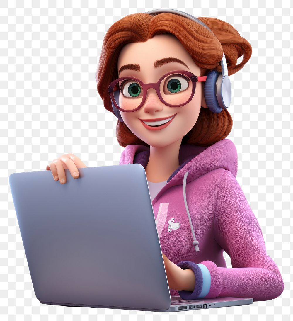 PNG Laptop computer glasses smiling