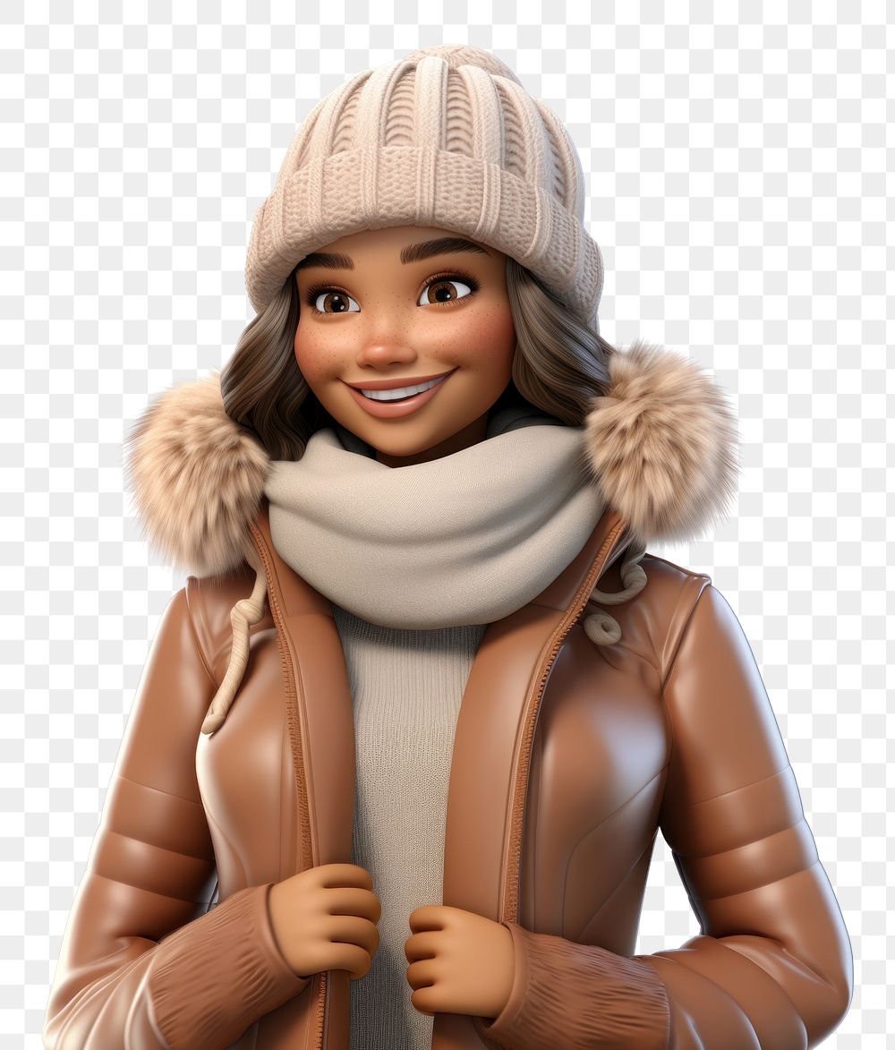 PNG Smiling cartoon winter scarf. 