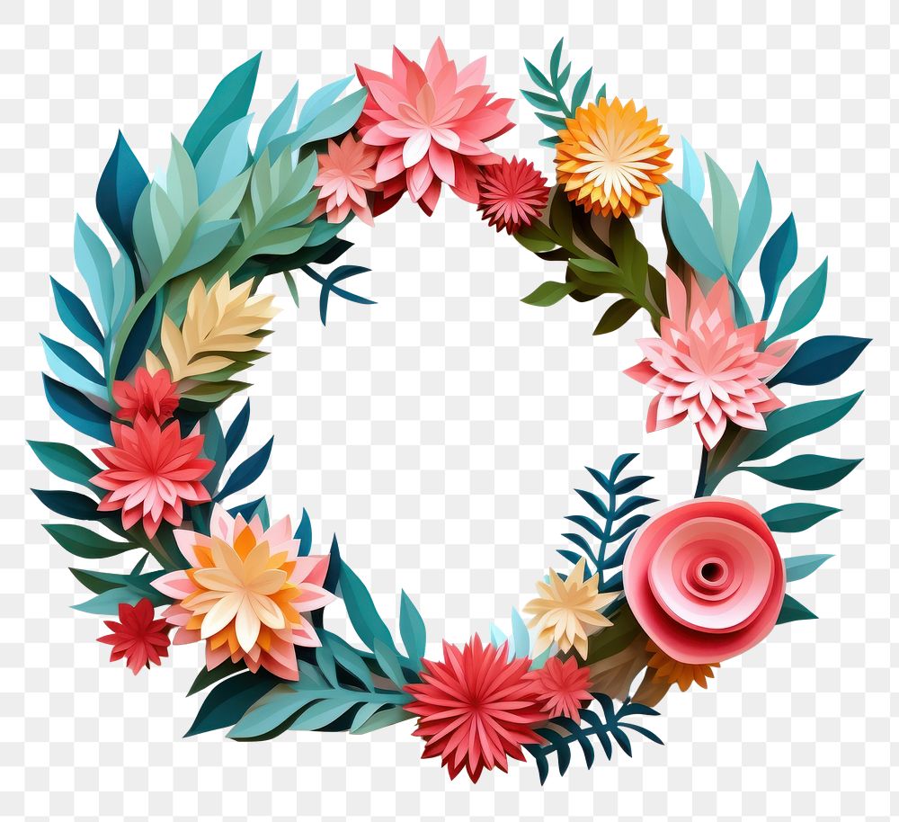 PNG Wreath plant art white background. AI generated Image by rawpixel.