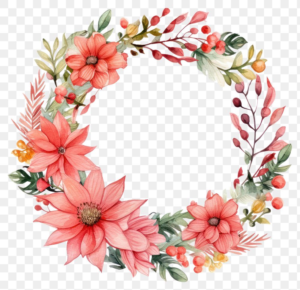 PNG Pattern wreath flower plant. AI generated Image by rawpixel.