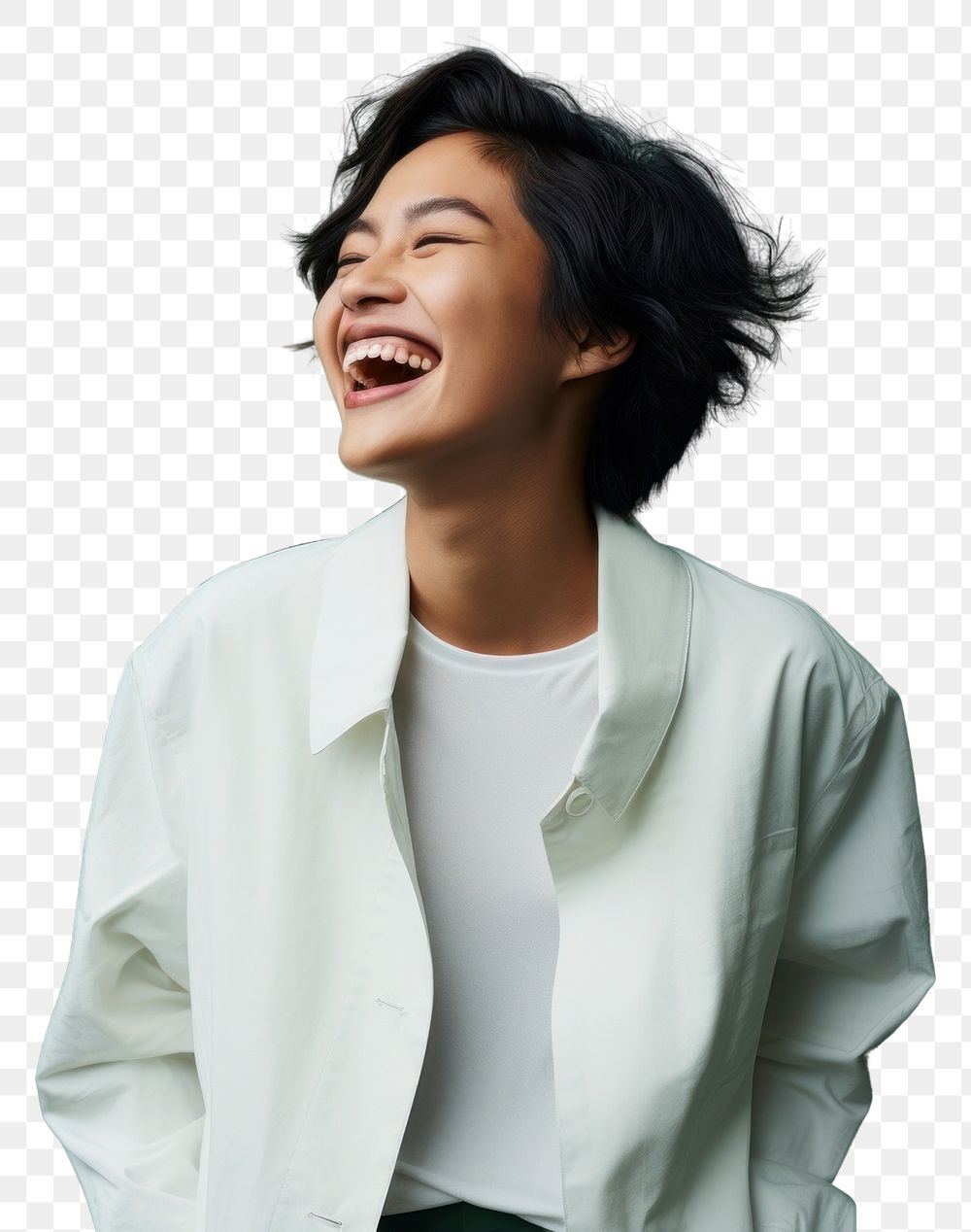 PNG Laughing looking adult green. AI generated Image by rawpixel.