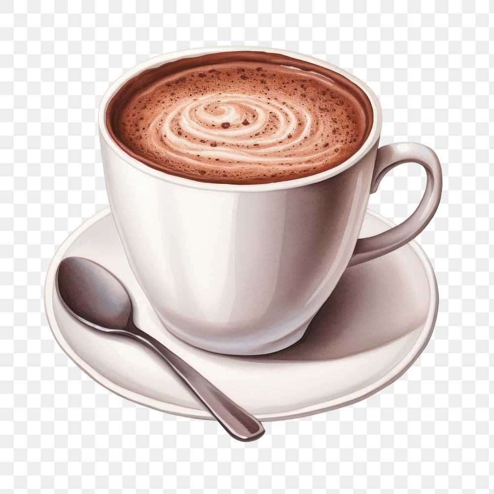 PNG Cup chocolate dessert coffee, digital paint illustration. AI generated image