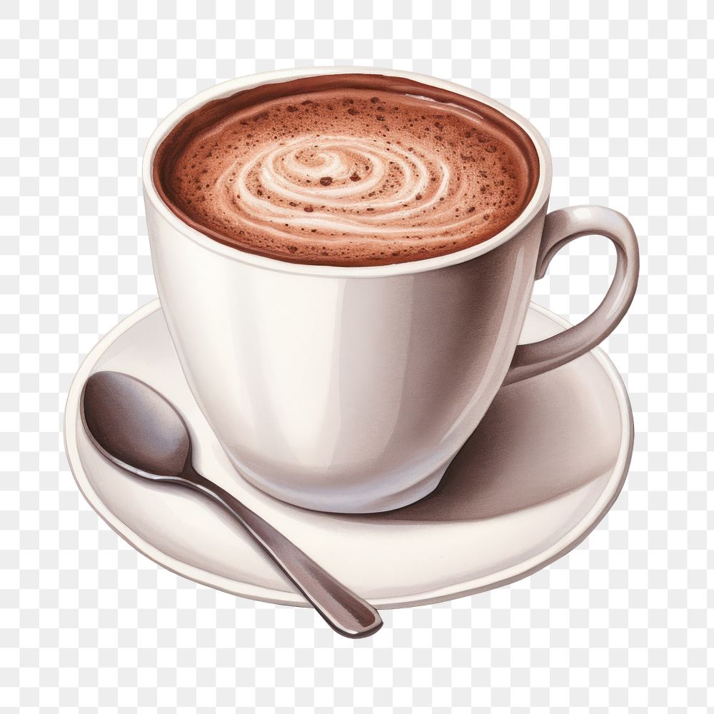 PNG Cup chocolate dessert coffee, digital paint illustration. 