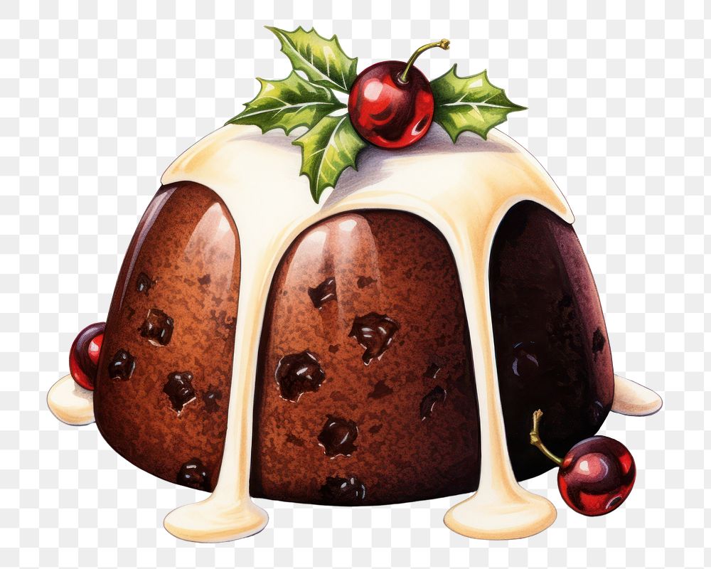 PNG Chocolate dessert food Christmas, digital paint illustration. AI generated image