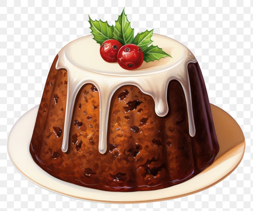 PNG Chocolate dessert pudding Christmas, digital paint illustration. AI generated image