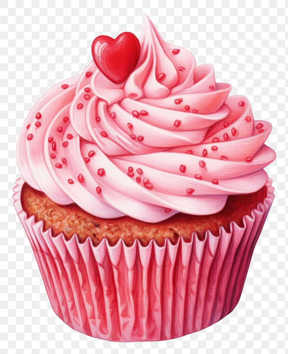PNG Cupcake dessert cream food, digital paint illustration. AI generated image